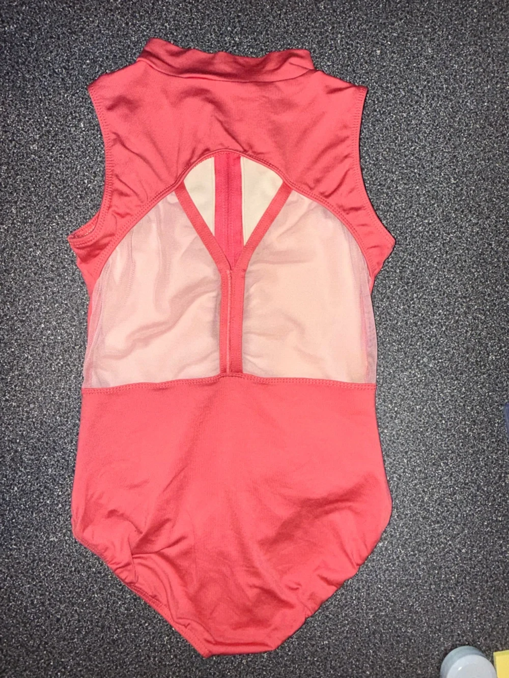 Motion Wear Sleeveless Coral Zip-Front Leotard Size Large Child (12-14)